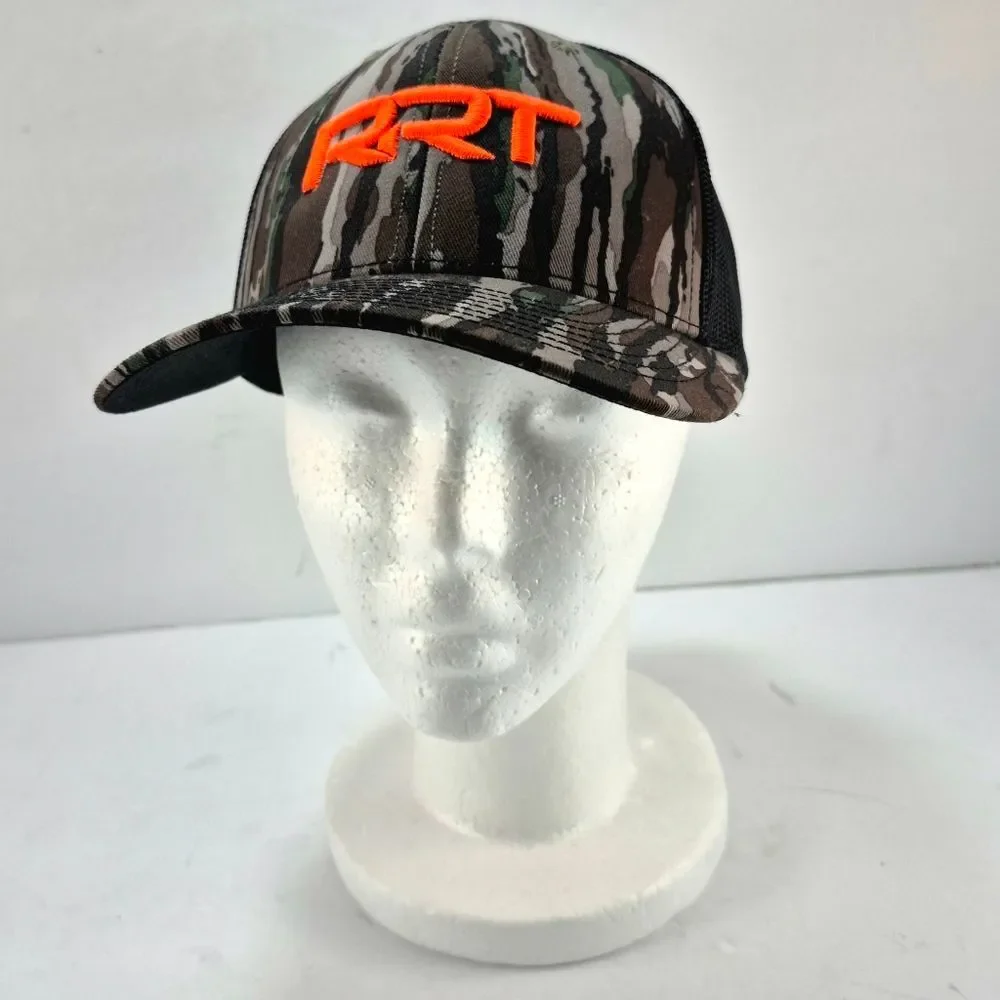 NWOT Richardson 112 Trucker Realtree Original Camo Black Mesh Orange Logo Hat